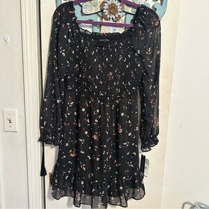 As U Wish Black Floral Mini Dress
